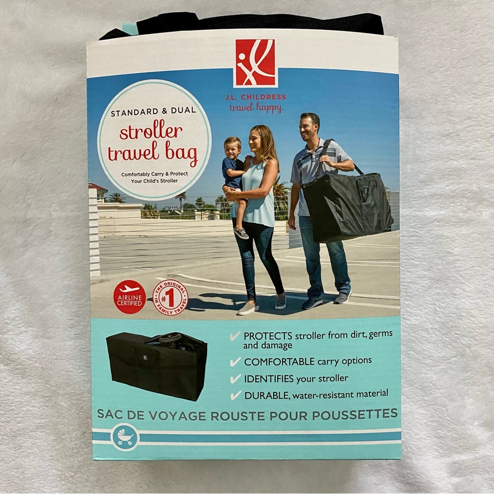 J.L. Childress Single + Double Stroller Travel Bag - Black